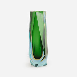Flavio Poli for Seguso Tri Color Faceted Glass Vase