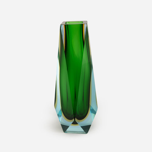 Flavio Poli for Seguso Tri Color Faceted Glass Vase