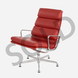 Vintage Eames for Herman Miller Rare Red Leather Soft Pad Chair