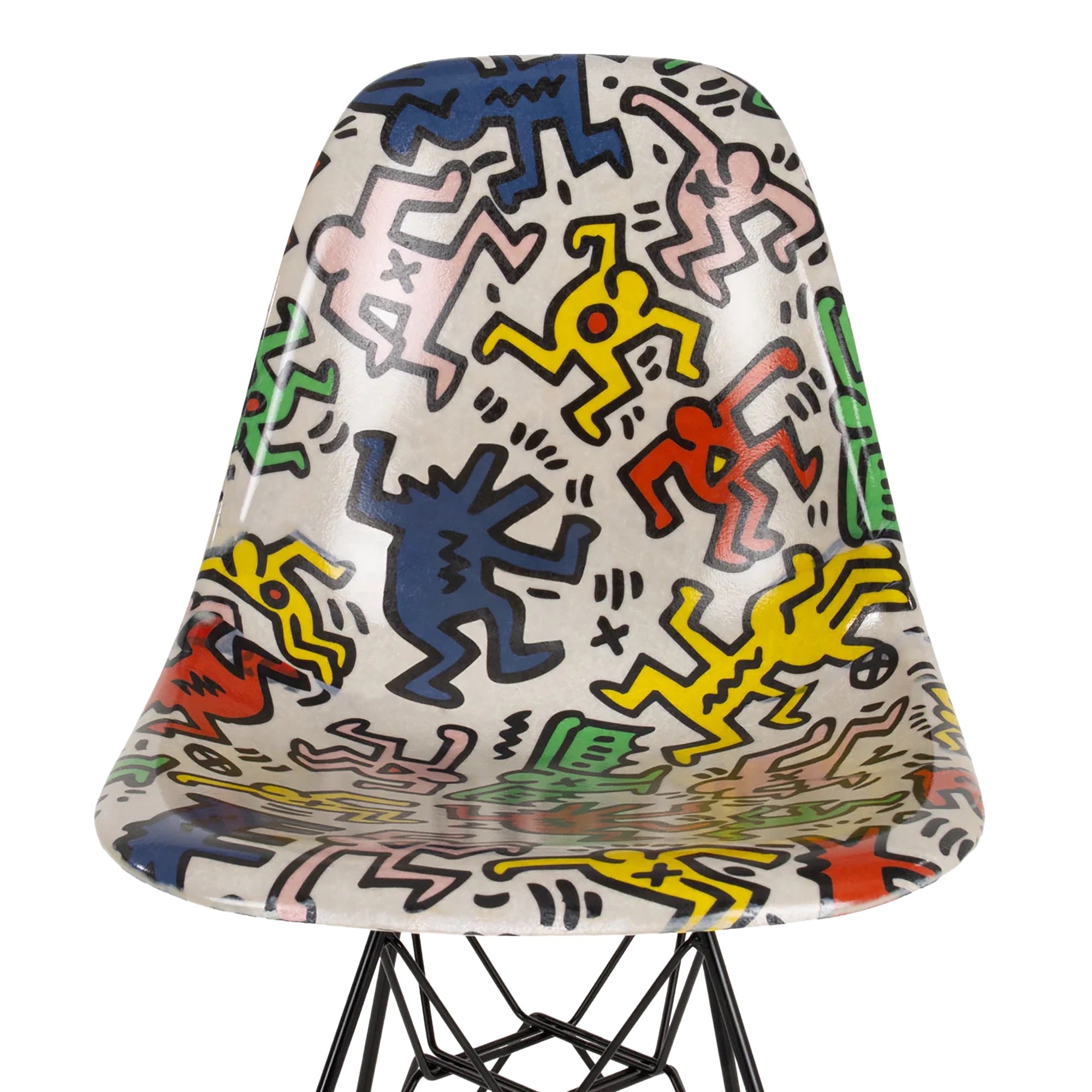 Keith Haring デザイン チェア Case Study® Fiberglass Keith Haring Party Eiffel Side Chair