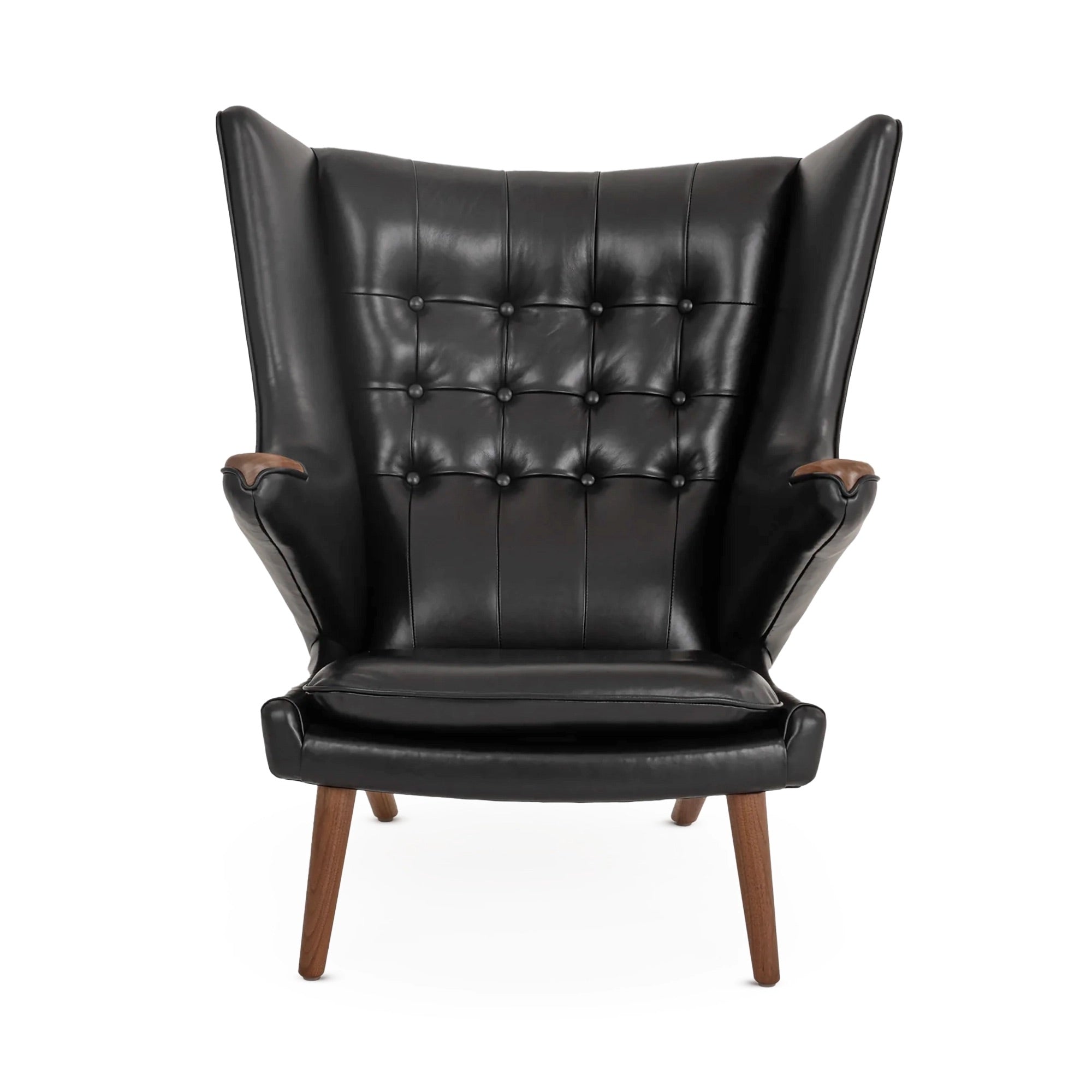 Papa Bear Chair and Ottoman Black Leather