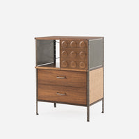 Custom CSU 120 Storage Unit Walnut 2 Drawer Split Sliding Dimple Doors