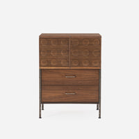 Custom CSU 120 Storage Unit Walnut 2 Drawer Split Sliding Dimple Doors