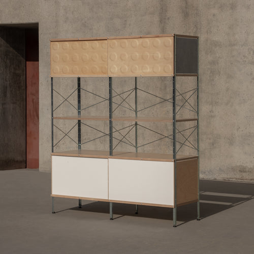 Pre-Configured Case Study® Furniture 420 Storage Unit - Natural / Grey Fiberglass Panels