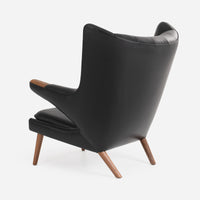 Papa Bear Chair in Leather Black Set