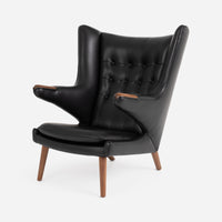 Papa Bear Chair in Leather Black Set