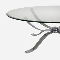 Vintage Round Chrome and Glass Coffee Table